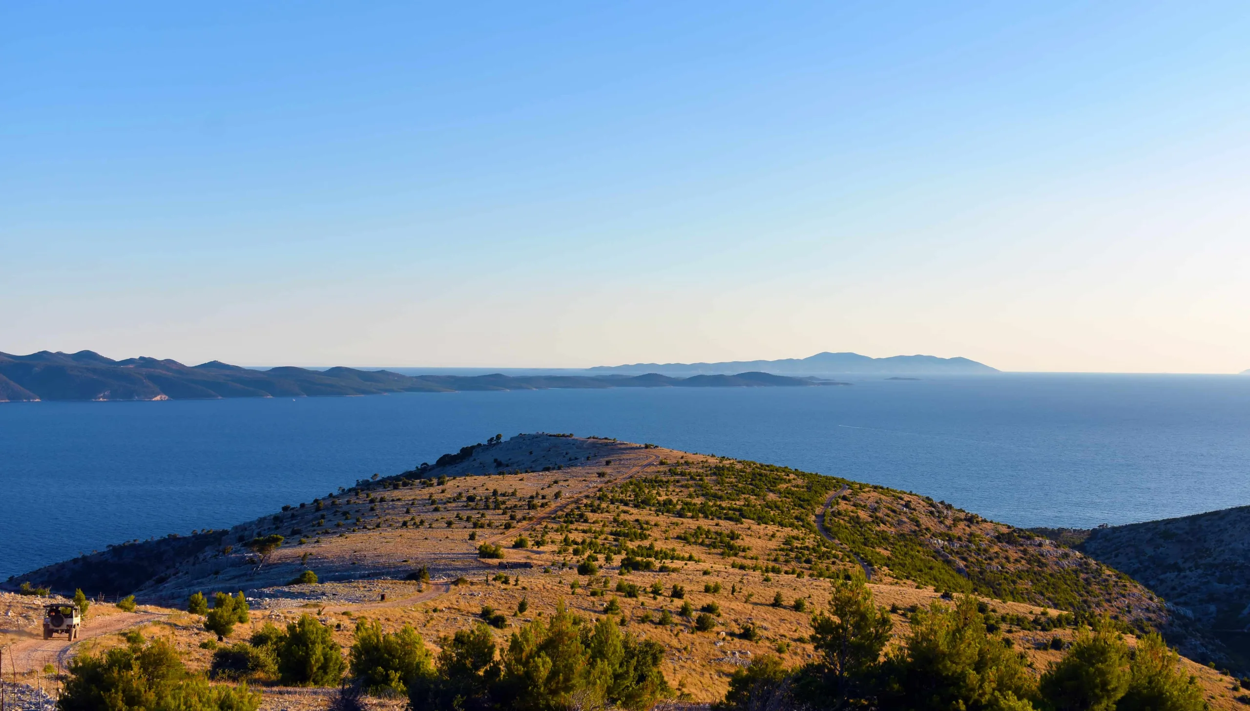 Distance view over dalmatian islands and Adriatic sea